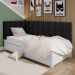 Cabeceira Aurora Cama Box Solteiro Infantil em L Suspensa Almofadada Proteção Lateral Estofada Decoração Quarto - Preto Suede - RPM Móveis