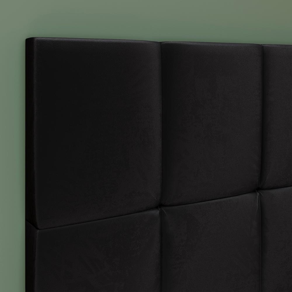 Cabeceira Aurora Cama Box Solteiro Infantil em L Suspensa Almofadada Proteção Lateral Estofada Decoração Quarto - Preto Suede - RPM Móveis