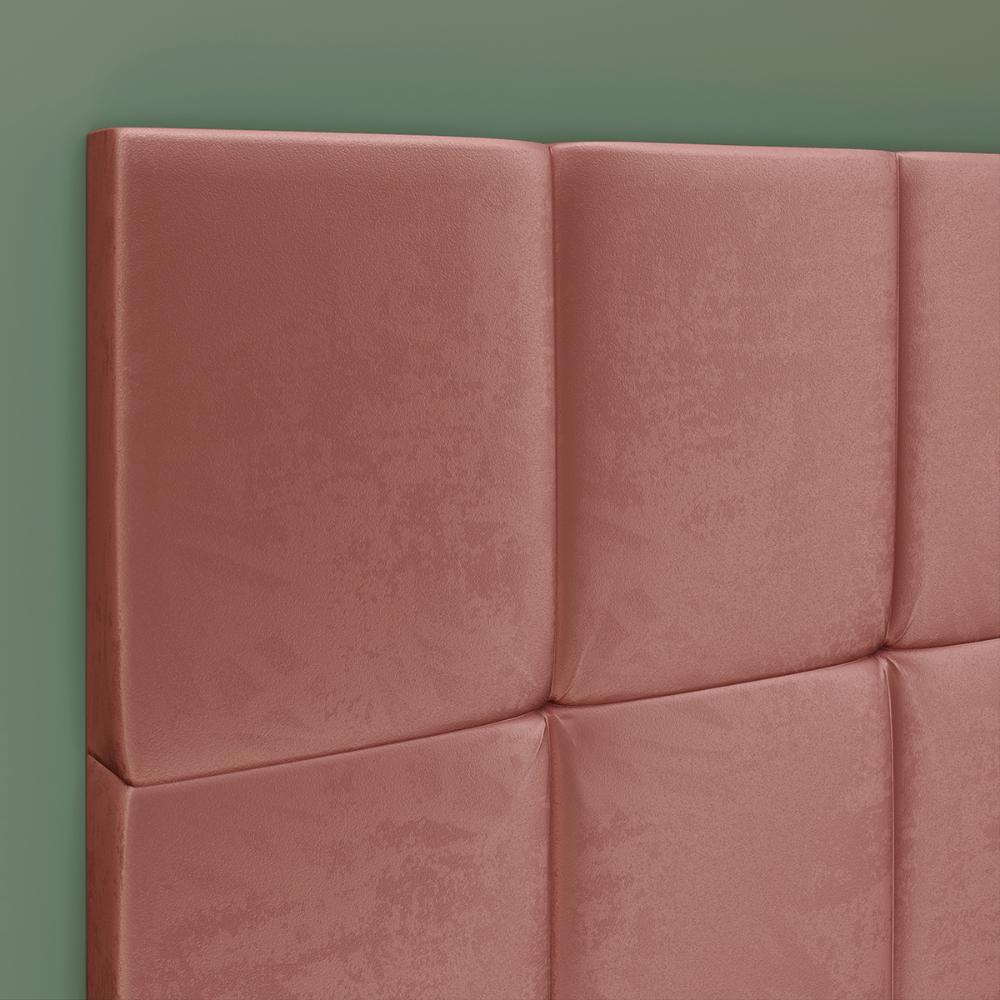 Cabeceira Aurora Cama Box Solteiro Infantil em L Suspensa Almofadada Proteção Lateral Estofada Decoração Quarto - Rose Suede - RPM Móveis