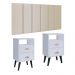 Cabeceira Estofada Modular Box Casal 1,40 Julia Areia Jogo 2 Mesinha Pequena Gaveta Nicho Canto Lateral Cama Retrô Classic New Branco-RPM