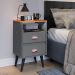 Cabeceira Estofada Modular Box Casal 1,40 Julia Cinza Jogo 2 Mesinha Pequena Gaveta Nicho Canto Cama Cinza/Cinamomo Classic New-RPM