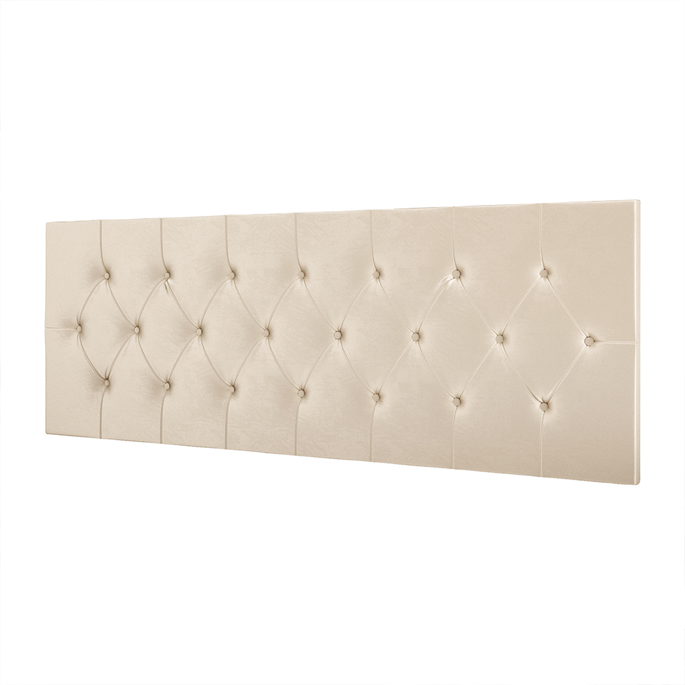 Cabeceira Estofada Painel Quarto Cama Box Casal 1,60 Moderna Paris Com Captonê - Areia Suede - Rpm Móveis