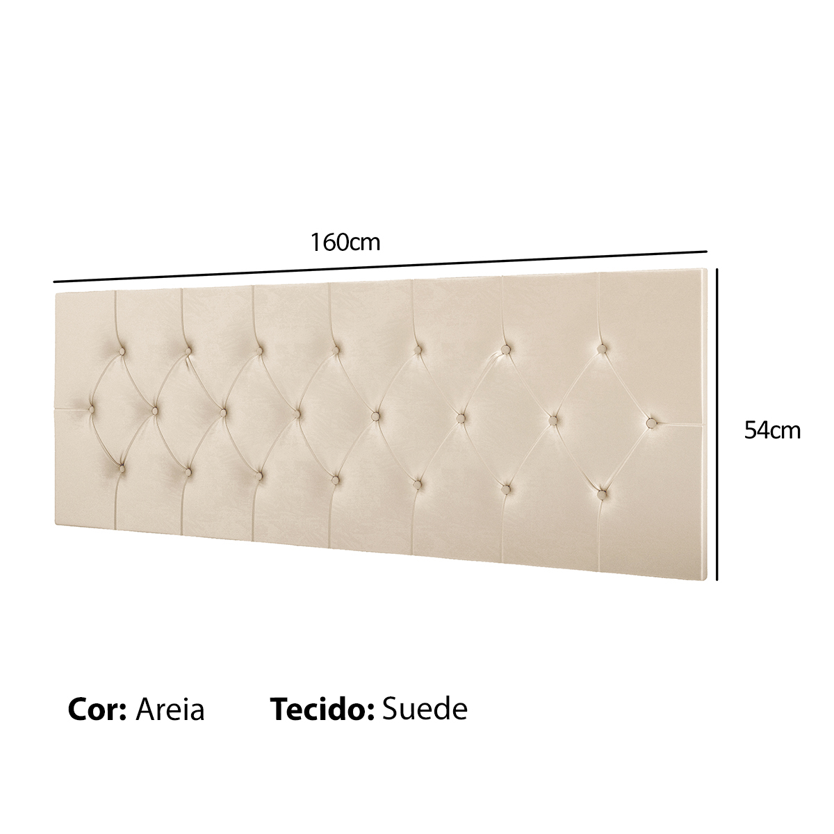 Cabeceira Estofada Painel Quarto Cama Box Casal 1,60 Moderna Paris Com Captonê - Areia Suede - Rpm Móveis