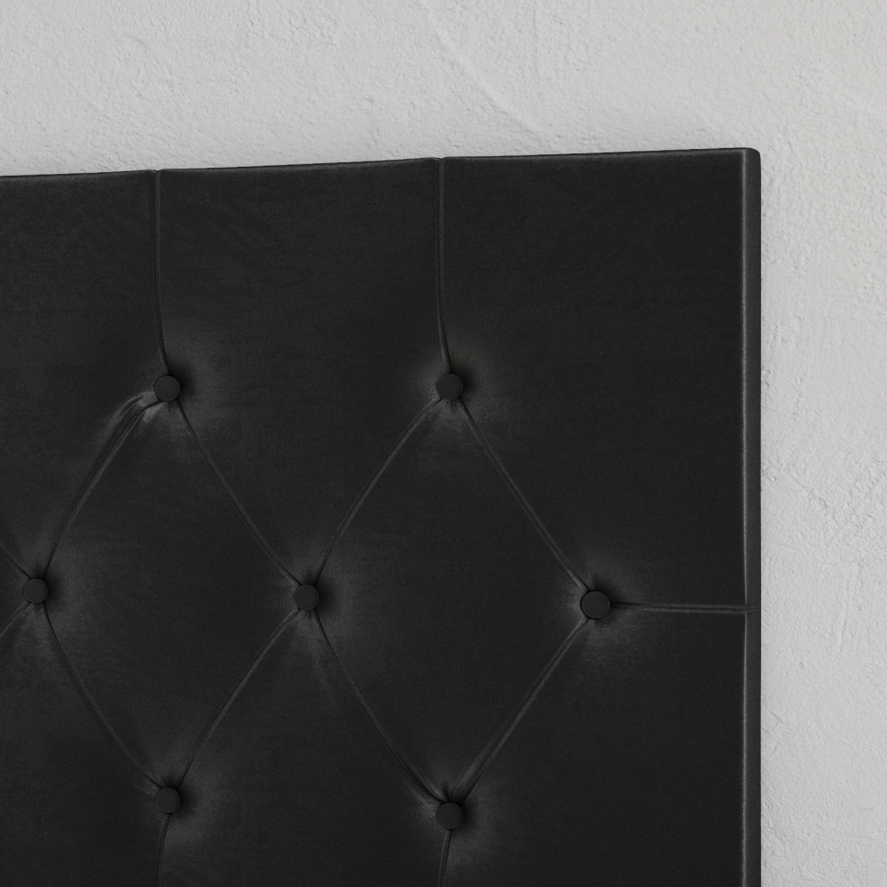 Cabeceira Estofada Painel Quarto Cama Box Casal 1,60 Moderna Paris Com Captonê - Preto Suede - Rpm Móveis