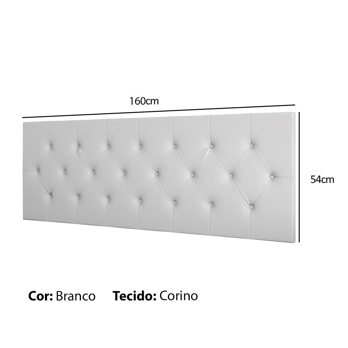 Cabeceira Estofada Painel Quarto Cama Box Casal 1,60 Moderna Paris Com Captonê -Branco Corino - Rpm Móveis