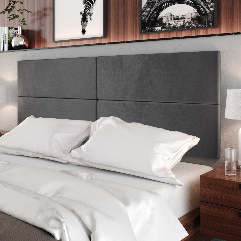 Cabeceira Estofada Suede Para Cama Box Casal Queen 1,60 Capri - Cinza - Lojas RPM 