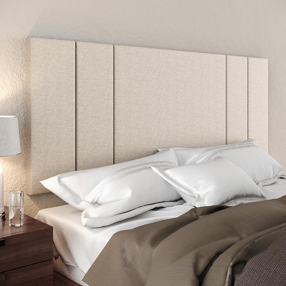 Cabeceira Luana 1,40 Estofada Painel Suspenso Decoração Quarto Casal Solteiro Modulada - Bege Linho - RPM Móveis