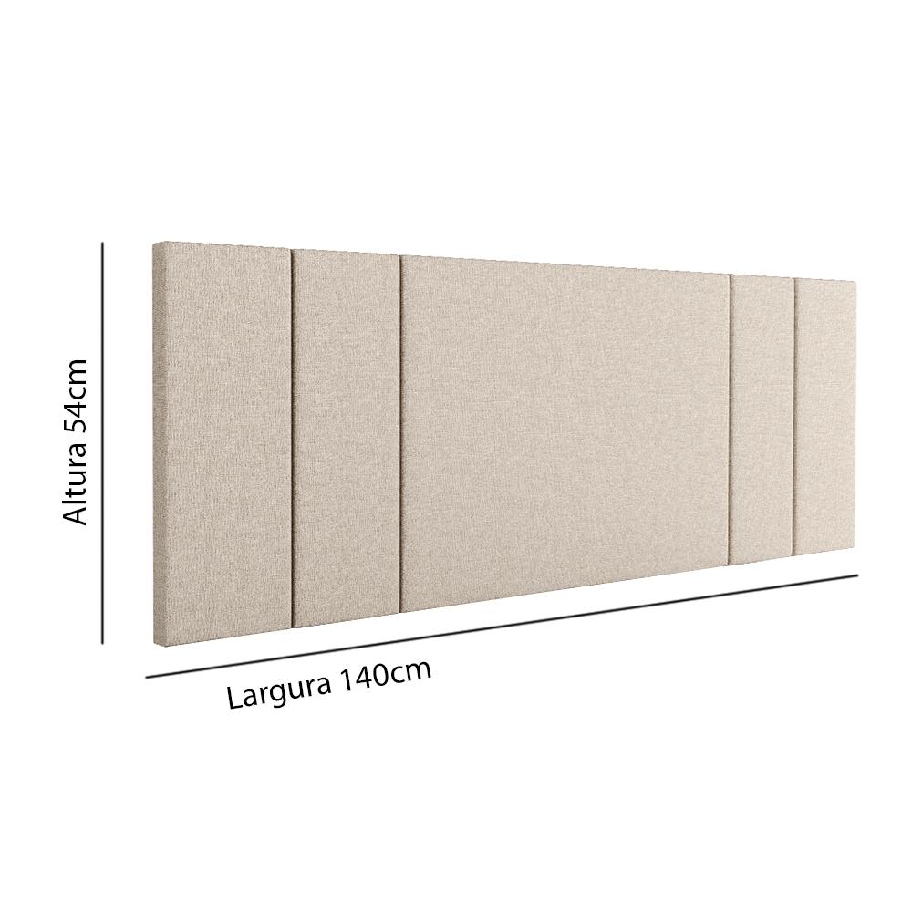 Cabeceira Luana 1,40 Estofada Painel Suspenso Decoração Quarto Casal Solteiro Modulada - Bege Linho - RPM Móveis