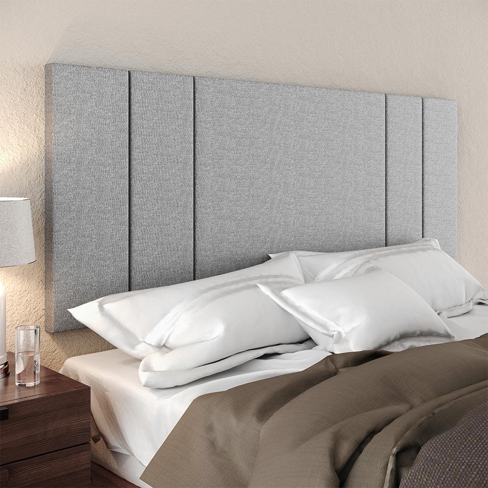 Cabeceira Luana 1,40 Estofada Painel Suspenso Decoração Quarto Casal Solteiro Modulada - Cinza Linho - RPM Móveis
