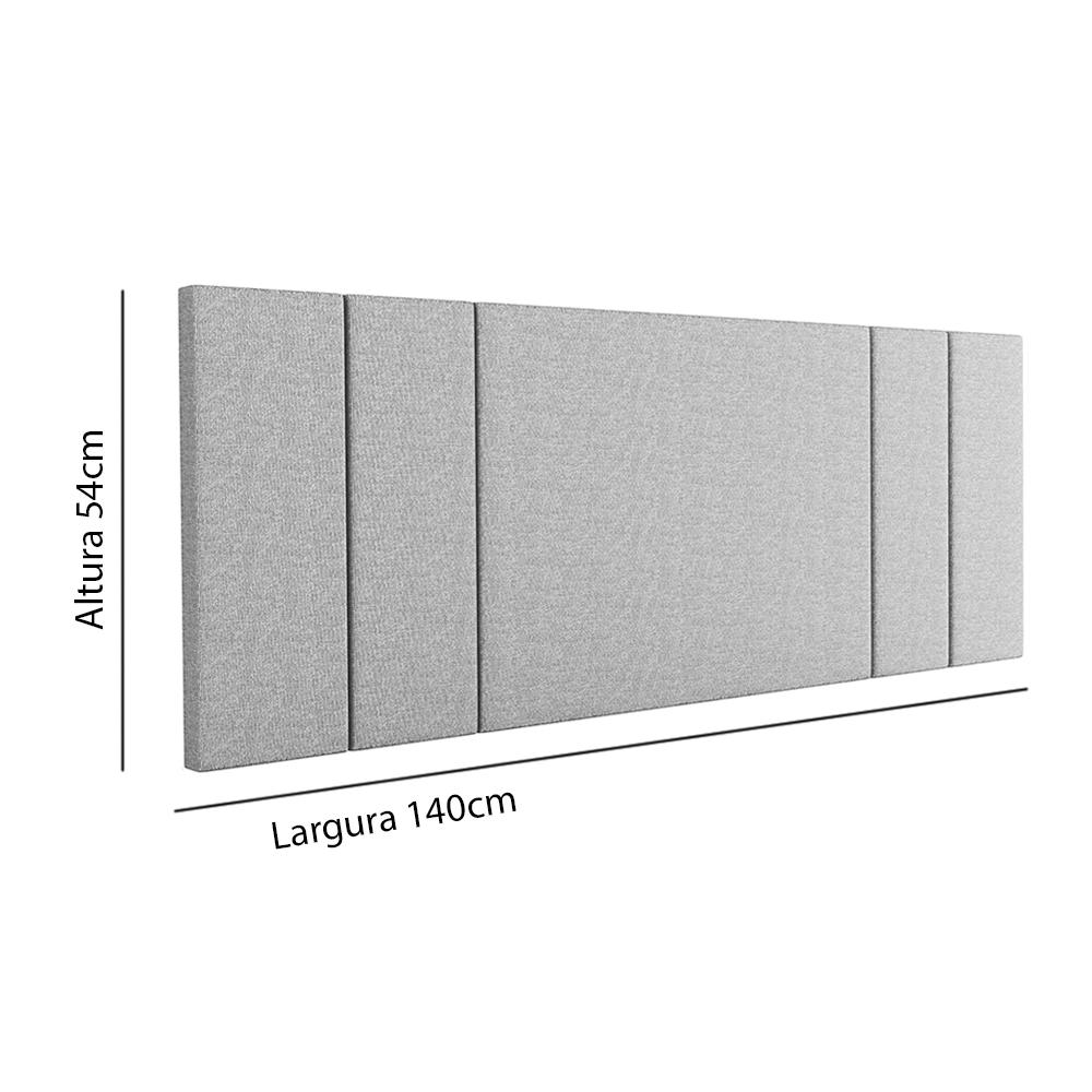 Cabeceira Luana 1,40 Estofada Painel Suspenso Decoração Quarto Casal Solteiro Modulada - Cinza Linho - RPM Móveis