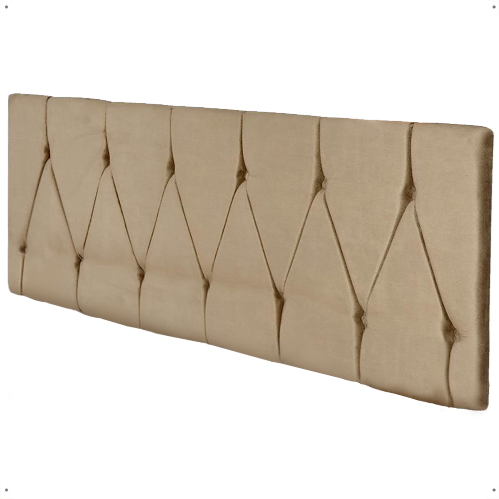 Cabeceira Parede Capitonê Estofado Suede Cama Box Queen 1,60 Quarto Casal Decoração Retrô - Bege - RPM