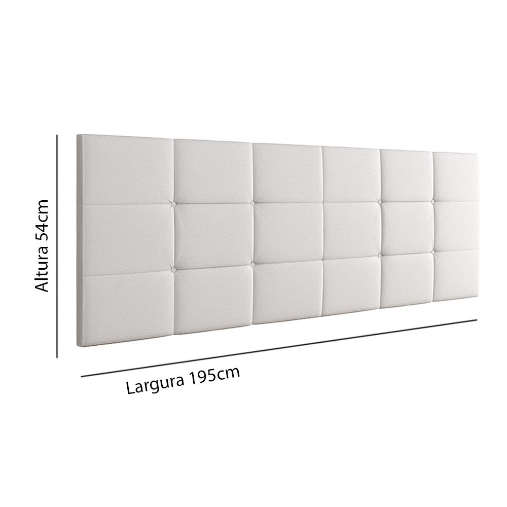 Cabeceira Suspensa Almofadada Decoração Quarto Cama Box Casal King 1,95 Bia - Branco Corino - Lojas RPM