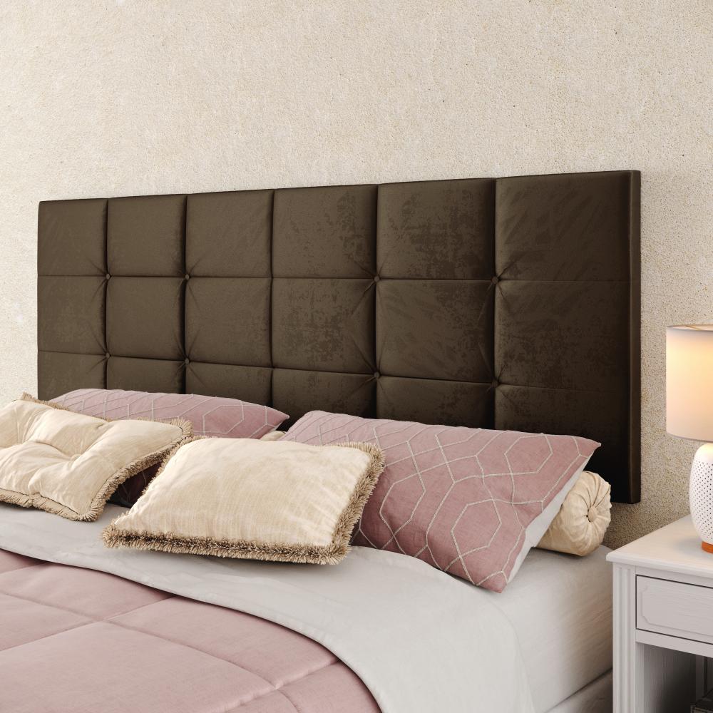 Cabeceira Suspensa Almofadada Decoração Quarto Cama Box Casal King 1,95 Bia  - Marrom Suede - Lojas RPM