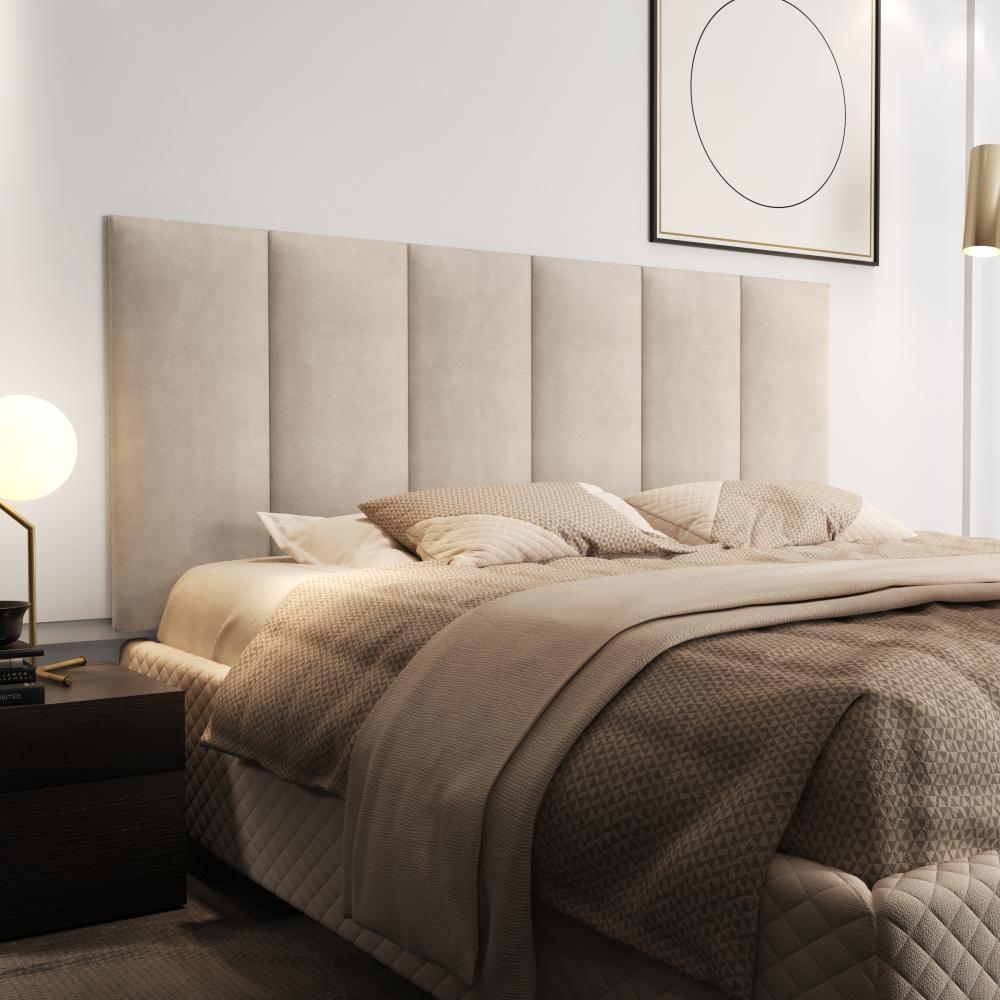 Cabeceira Suspensa Estofada Decoração Quarto Cama Box Casal 1,40 Julia - Areia Suede - Lojas RPM