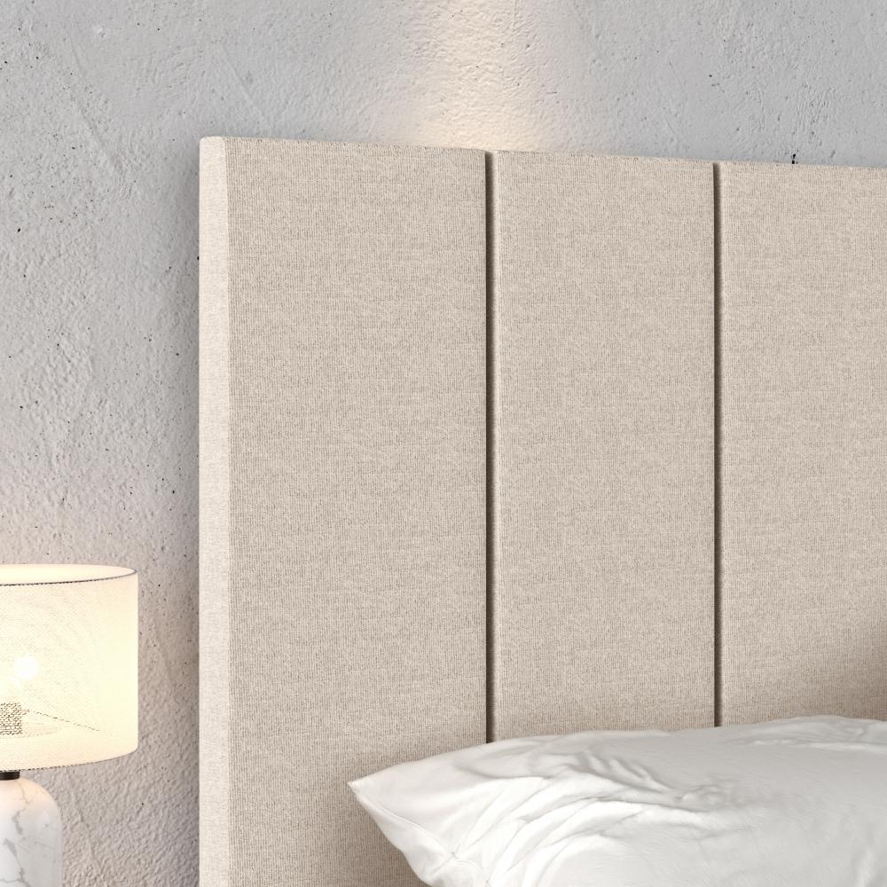 Cabeceira Suspensa Estofada Decoração Quarto Cama Box Casal 1,40 Julia - Bege Linho - Lojas RPM
