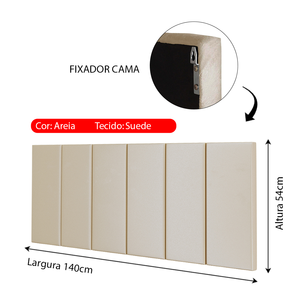 Cabeceira Suspensa Estofada Decoração Quarto Cama Box Casal 1,40 Julia Areia Suede - Lojas RPM