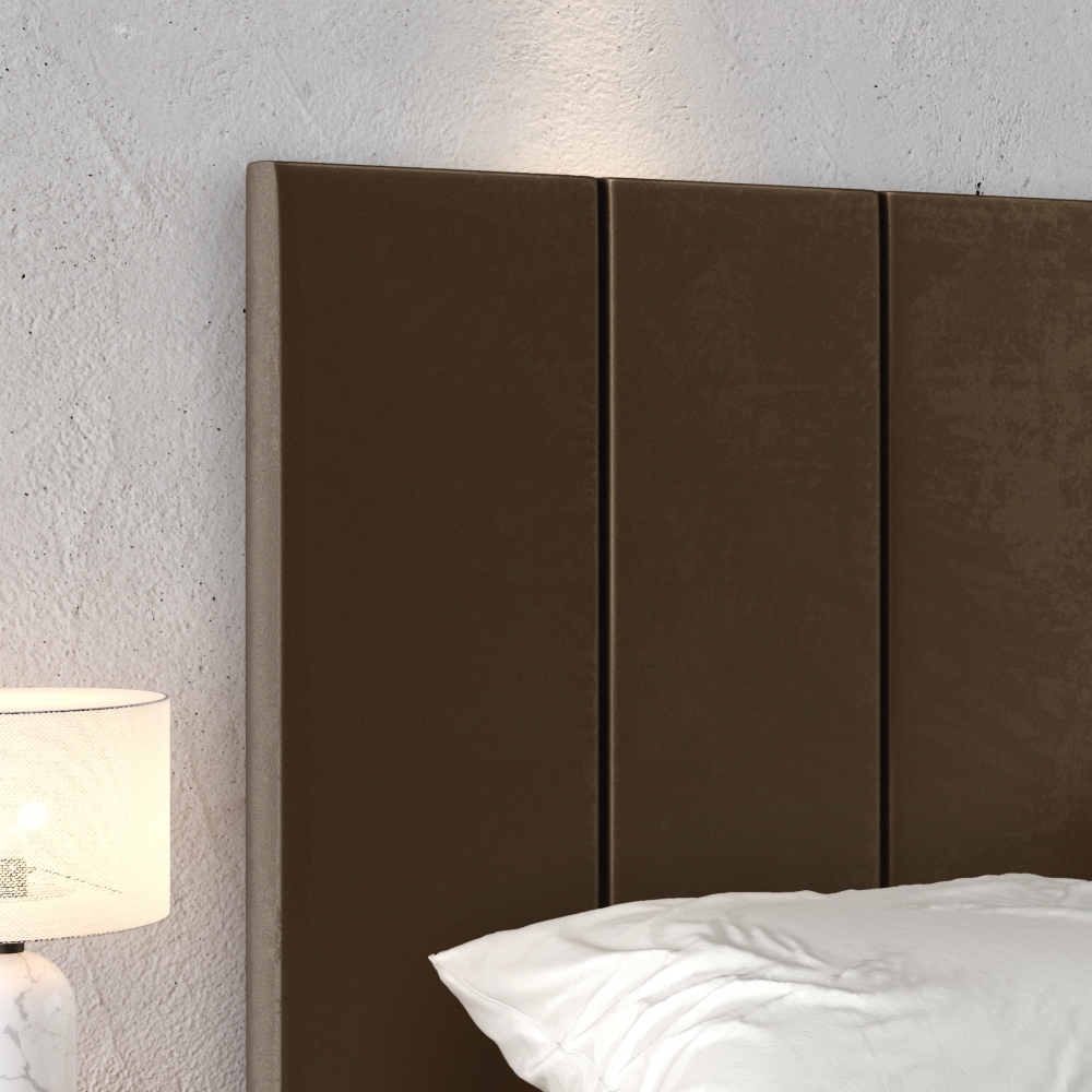 Cabeceira Suspensa Estofada Decoração Quarto Cama Box Casal 1,40 Julia Marrom Suede - Lojas RPM