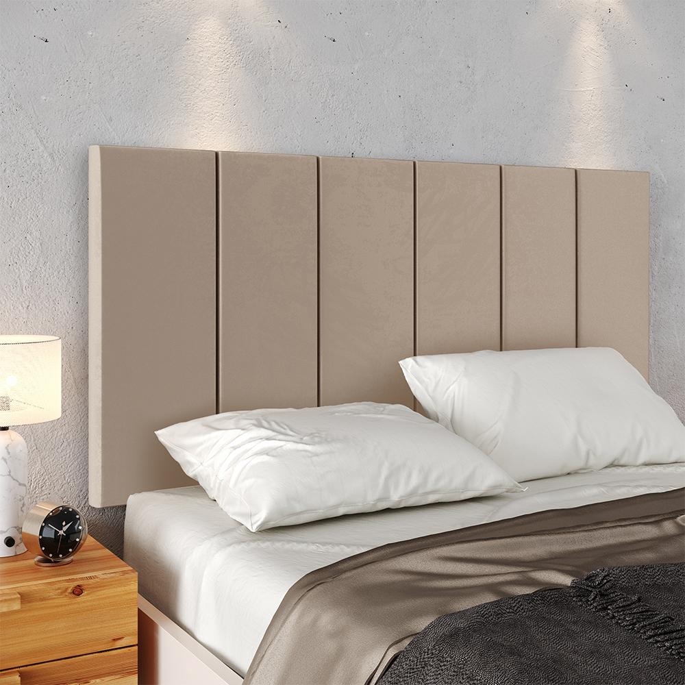 Cabeceira Suspensa Estofada Decoração Quarto Cama Box Casal King Size 1,95 Julia - Bege Suede - Lojas RPM