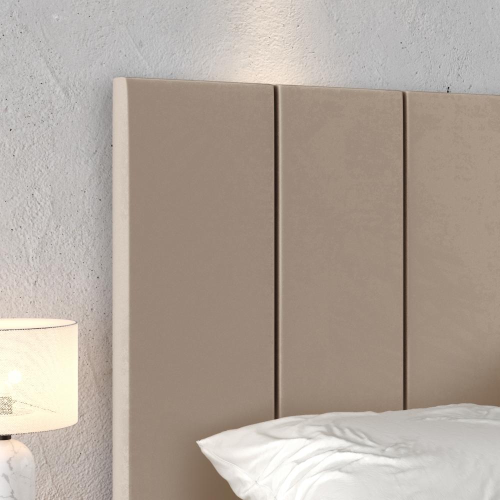 Cabeceira Suspensa Estofada Decoração Quarto Cama Box Casal King Size 1,95 Julia - Bege Suede - Lojas RPM