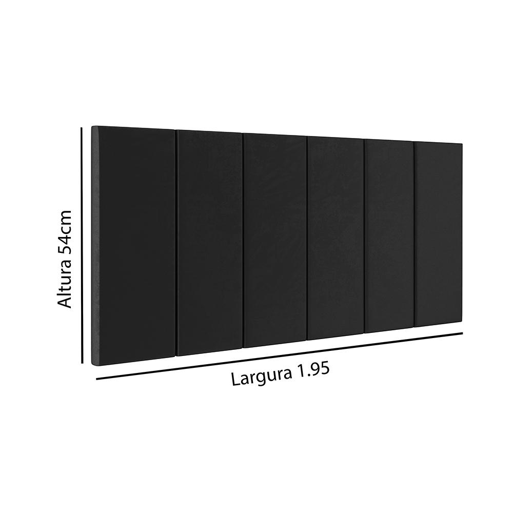 Cabeceira Suspensa Estofada Decoração Quarto Cama Box Casal King Size 1,95 Julia - Preto Suede - Lojas RPM