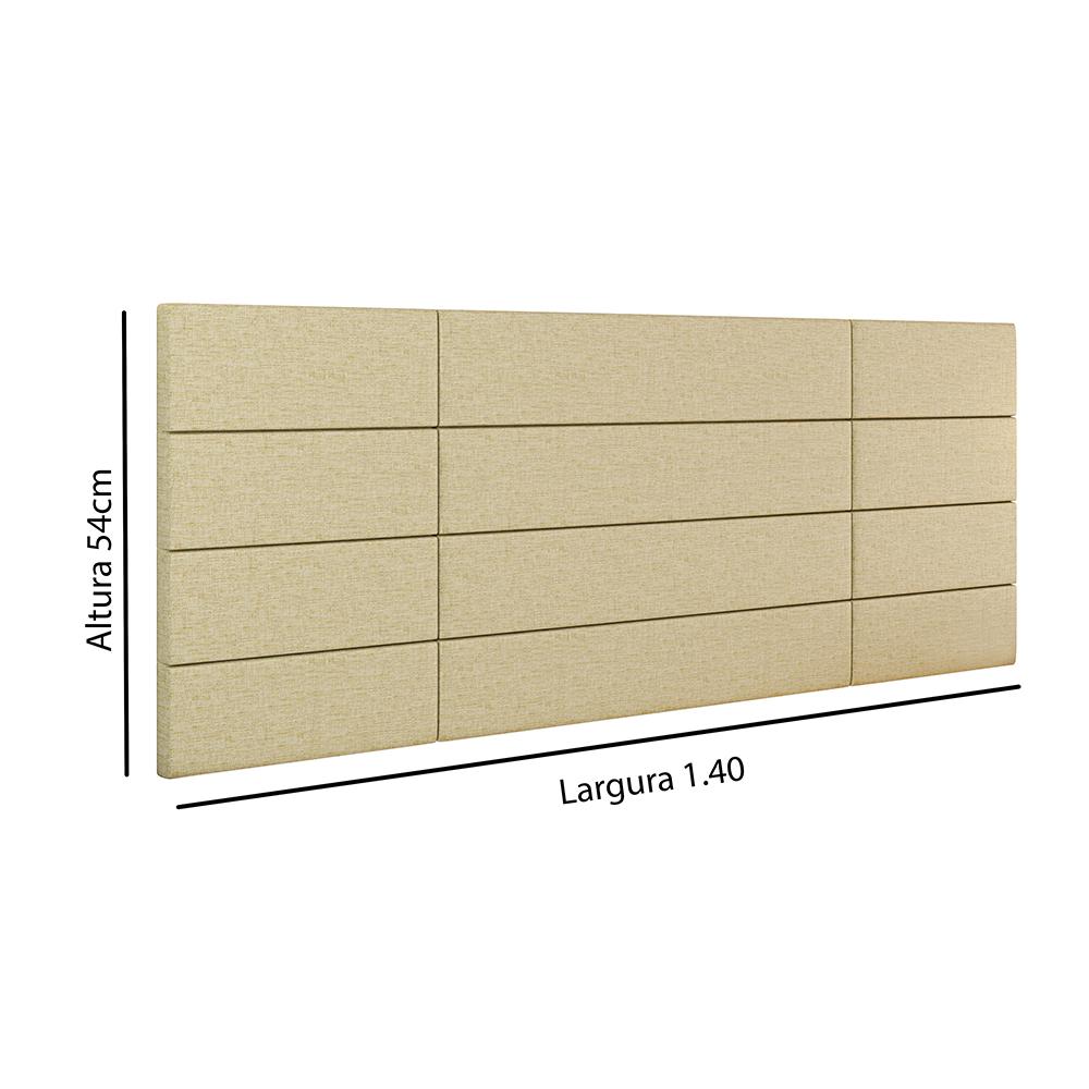 Cabeceira Suspensa Estofada Encanto Cama Box Casal 1,40 Decoração Quarto - Bege Linho - Lojas RPM
