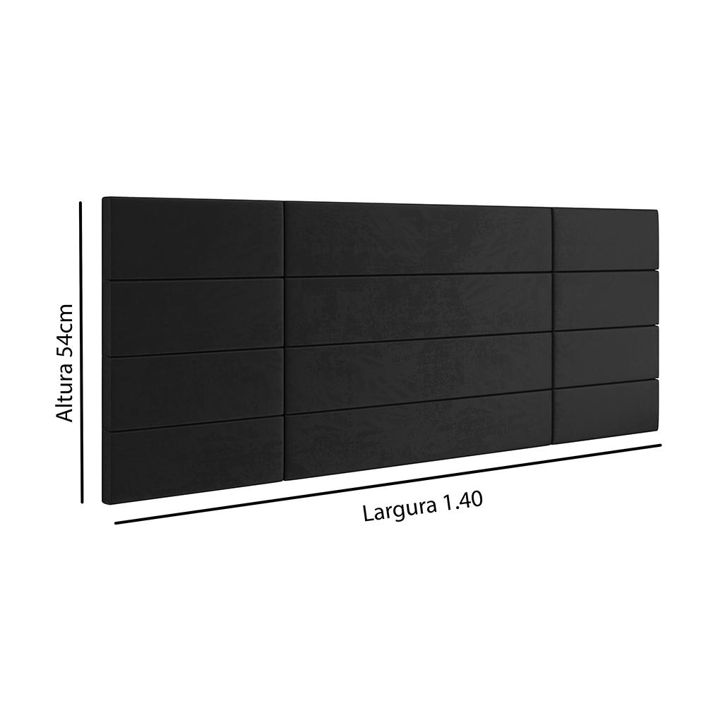 Cabeceira Suspensa Estofada Encanto Cama Box Casal 1,40 Decoração Quarto - Preto Suede - Lojas RPM