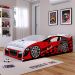 Cama Carro Solteiro Infantil Speedy Montessoriana MDF Proteção Lateral Decoração Tema Corrida Quarto Menino - Vermelho/Branco - RPM