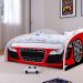 Cama Carro Solteiro Infantil Speedy Montessoriana MDF Proteção Lateral Decoração Tema Corrida Quarto Menino - Vermelho/Branco - RPM