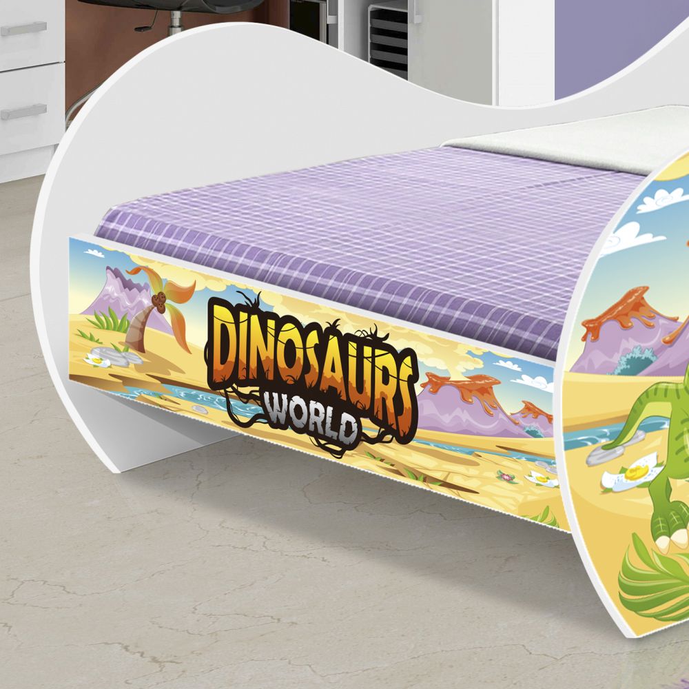 Cama Dinossauro World Solteiro Lateral com Proteção - RPM Móveis