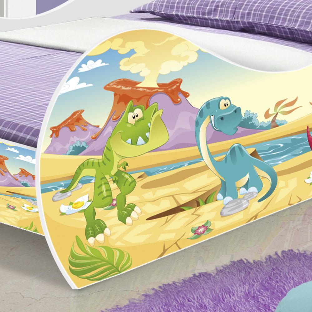 Cama Dinossauro World Solteiro Lateral com Proteção - RPM Móveis