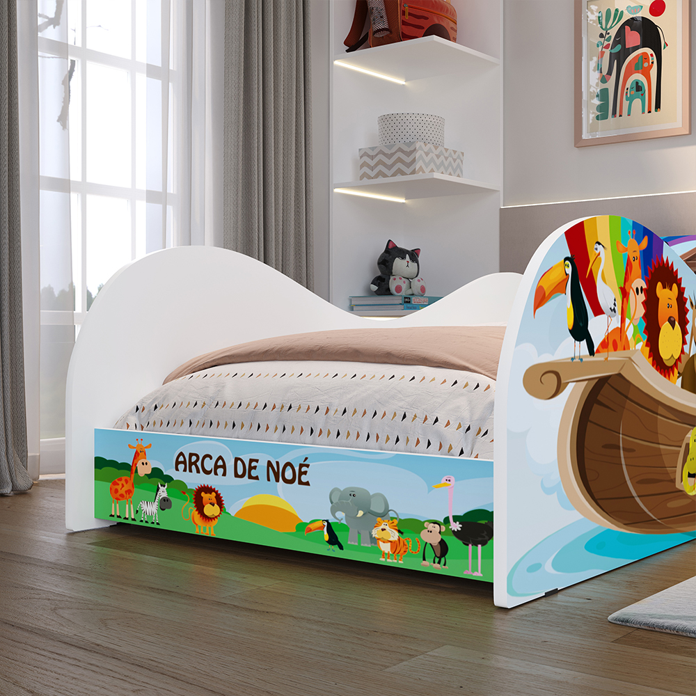 Cama Infantil Animais Arca Noé Mini Cama MDF Montessoriana Segura Decoração Temática Quarto Criança Menina Menino - RPM Móveis