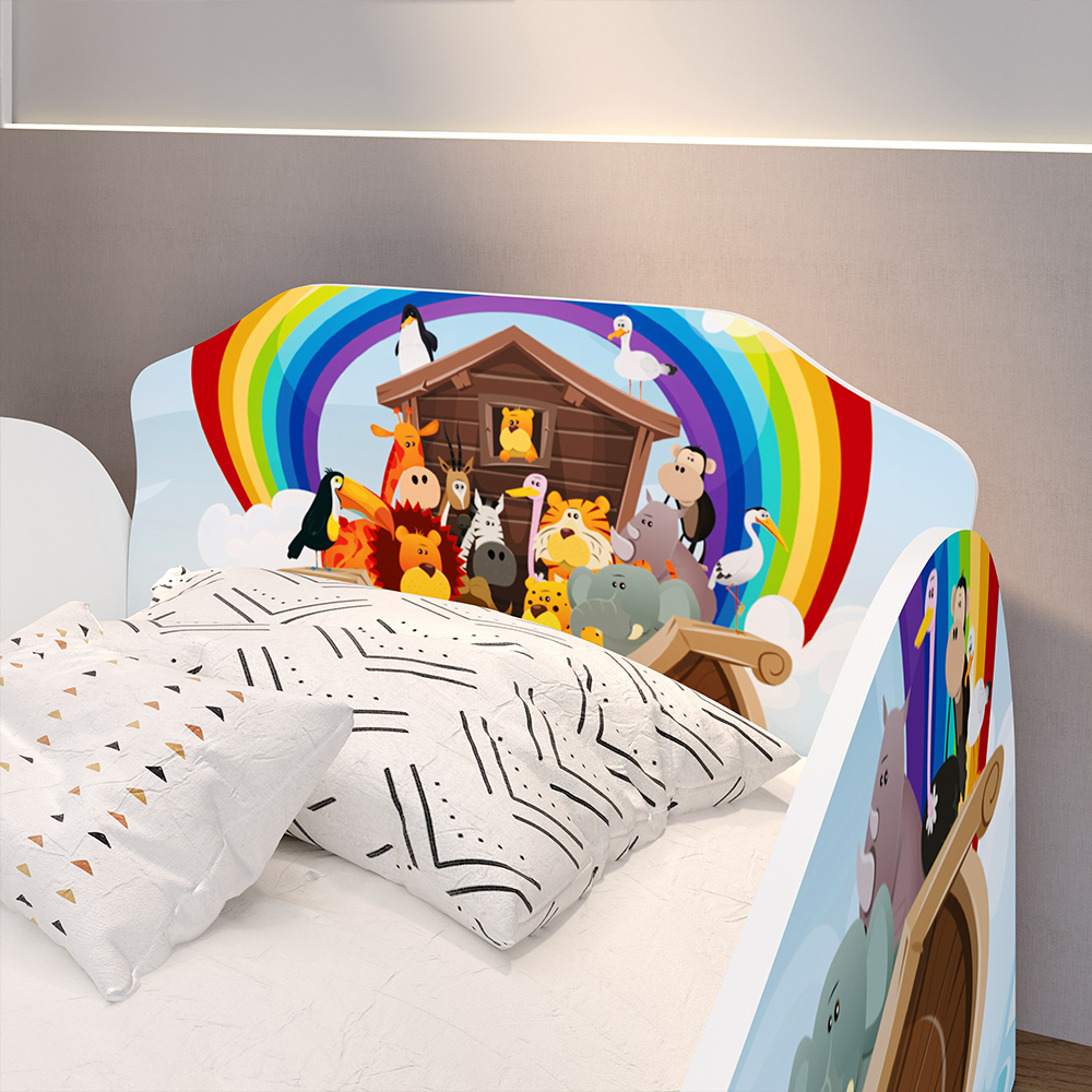 Cama Infantil Animais Arca Noé Mini Cama MDF Montessoriana Segura Decoração Temática Quarto Criança Menina Menino - RPM Móveis