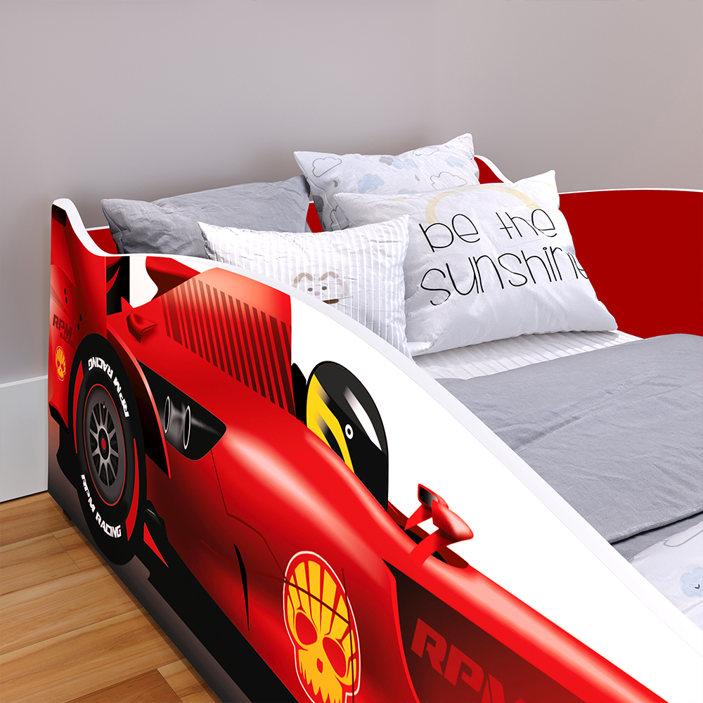 Cama Infantil Carro Corrida Fórmula 1 Mini Cama MDF Montessoriana Segura Decoração Quarto Menino Criança - Vermelho - RPM Móveis