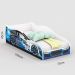 Cama Infantil Carro Drift Mini Cama MDF Montessoriana Segura Decoração Quarto Menino - Azul/Branco - RPM Móveis
