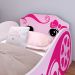 Cama Solteiro Alice Rosa Montessoriana MDF Resistente Segura Laterais Protetoras Adesivo Temático Decoração Quarto Menina Infanto Juvenil - RPM