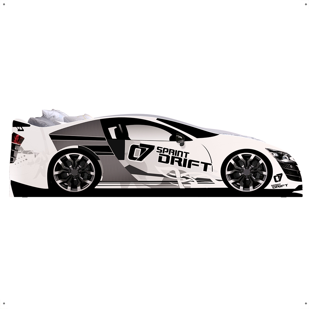 Cama Solteiro Carro Drift Branco Caminha Resistente Decoração Quarto Infantil Menino - RPM Móveis