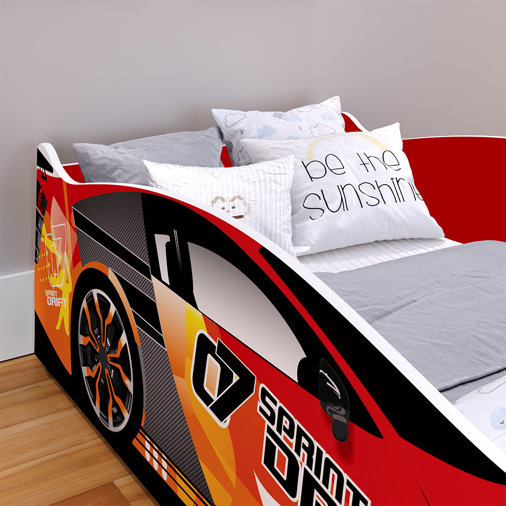 Cama Solteiro Carro Drift Vermelho Caminha Resistente Decoração Quarto Infantil Menino - RPM Móveis