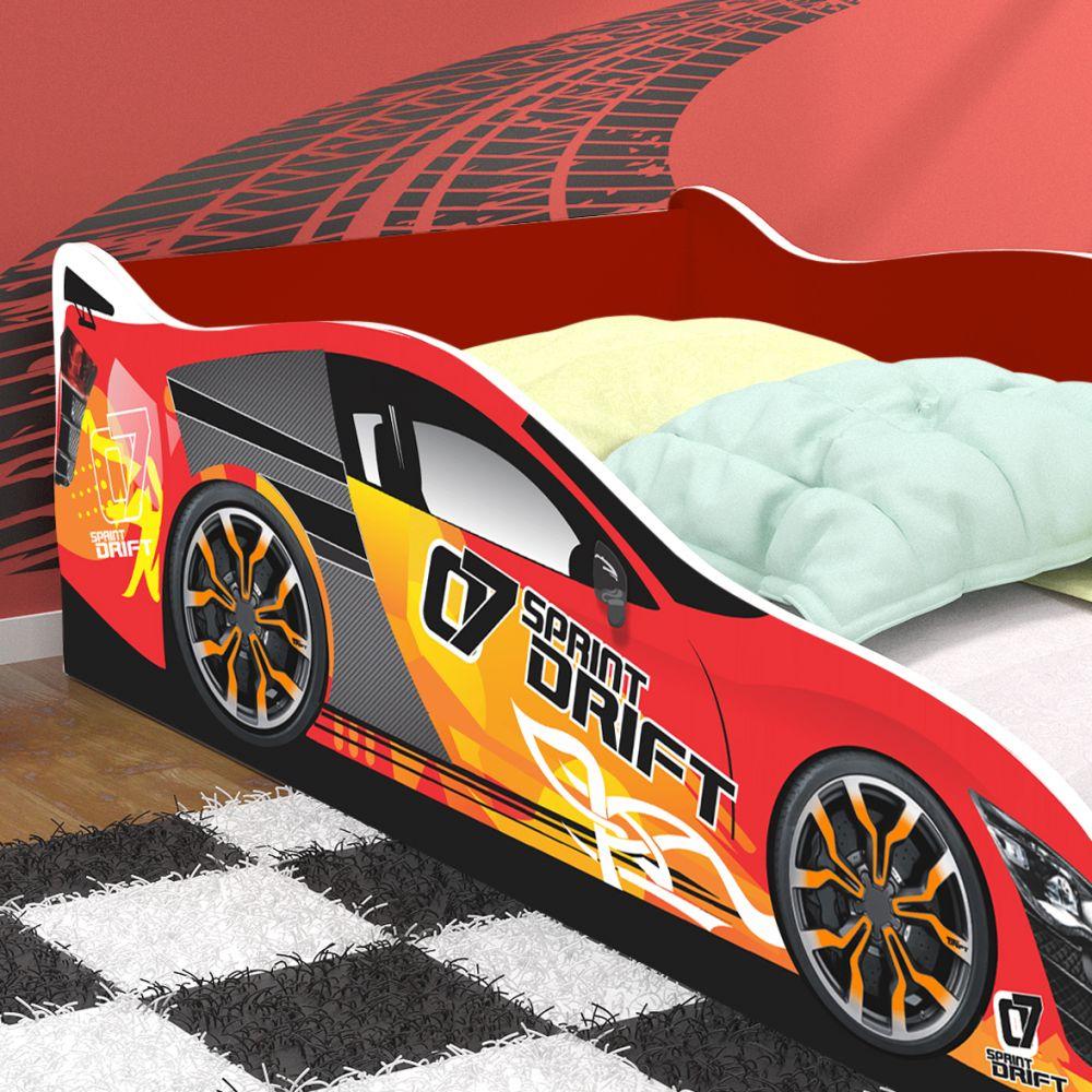 Cama Solteiro Carro Drift Vermelho Caminha Resistente Decoração Quarto Infantil Menino - RPM Móveis