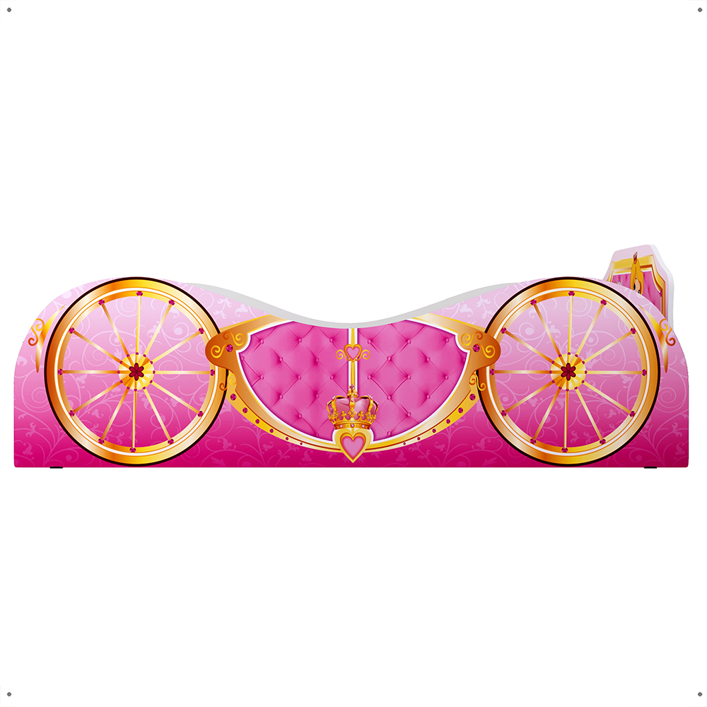 Cama Solteiro Infantil Simples Montessoriana MDF Lateral Grade Proteção Decoração Quarto Menina Carruagem Princesa Unicórnio Retrô - RPM