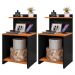 Conjunto 2 Mesinhas Lateral Cama Nicho Decoração Mesa Cabeceira Prateleira Suspensa Organizadora Quarto-Preto/Cinamomo- RPM Móveis