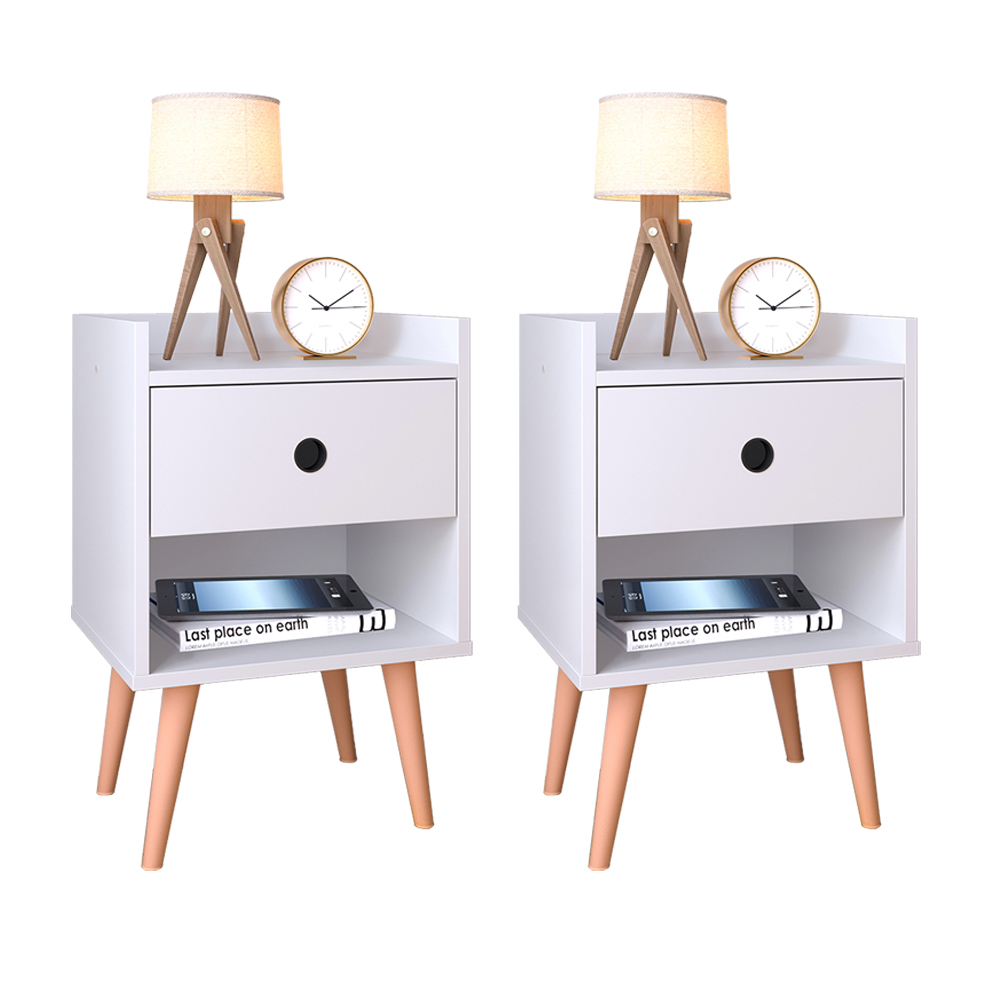Conjunto Kit Duas Mesas de Cabeceira Branco com Gaveta Quarto Completo Mesinha Lateral Cama - Lojas RPM