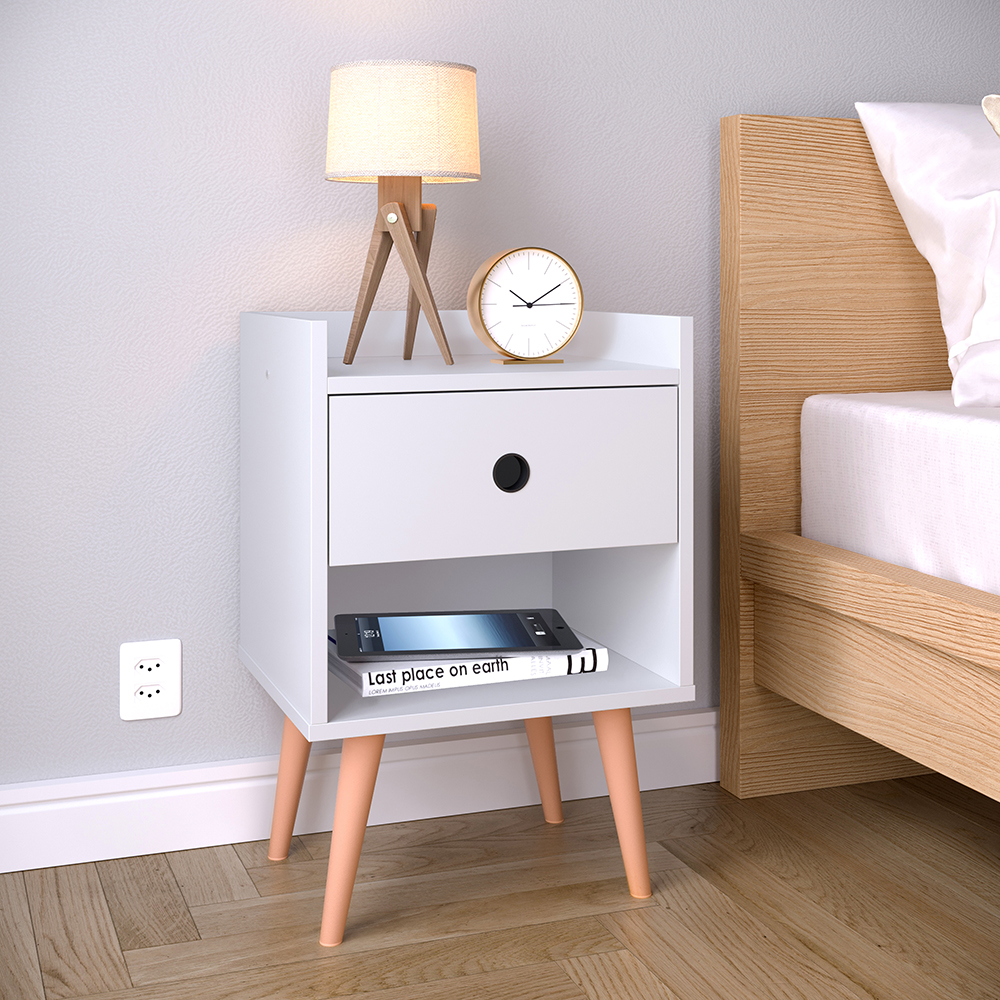 Conjunto Kit Duas Mesas de Cabeceira Branco com Gaveta Quarto Completo Mesinha Lateral Cama - Lojas RPM