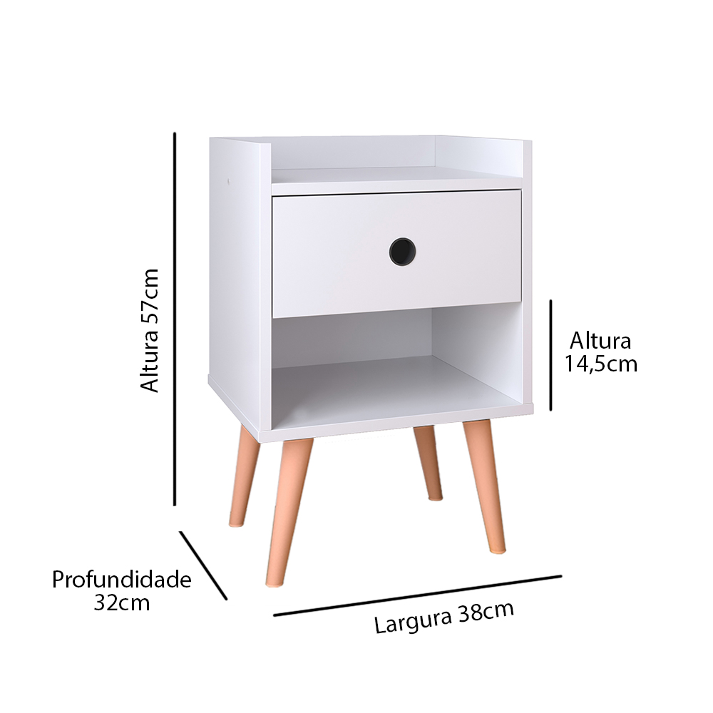 Conjunto Kit Duas Mesas de Cabeceira Branco com Gaveta Quarto Completo Mesinha Lateral Cama - Lojas RPM