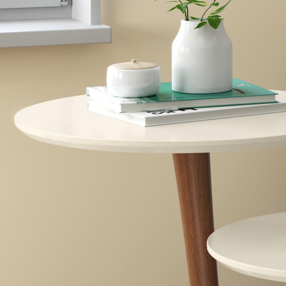 Conjunto Mesa Apoio e Lateral Vitória - Off White - RPM Móveis