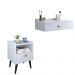 Conjunto Mesa Cabeceira 1 Gaveta Organizadora Pés Retrô Penteadeira Suspensa Puxador Concha Kit Decorativo Quarto - Branco - RPM Móveis