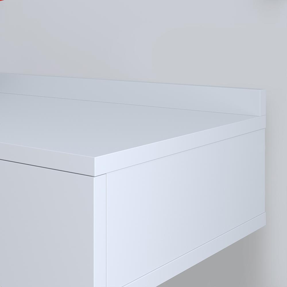 Conjunto Mesa Cabeceira 1 Gaveta Organizadora Pés Retrô Penteadeira Suspensa Puxador Concha Kit Decorativo Quarto - Branco - RPM Móveis