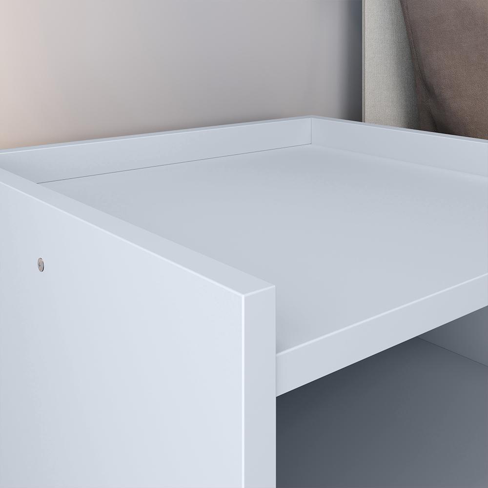 Conjunto Mesa Cabeceira 1 Gaveta Organizadora Pés Retrô Penteadeira Suspensa Puxador Concha Kit Decorativo Quarto - Branco - RPM Móveis