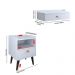 Conjunto Mesa Cabeceira 1 Gaveta Organizadora Pés Retrô Penteadeira Suspensa Puxador Concha Kit Decorativo Quarto - Branco - RPM Móveis