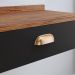 Conjunto Mesa Cabeceira 1 Gaveta Organizadora Pés Retrô Penteadeira Suspensa Puxador Concha Kit Decorativo Quarto - Preto/Freijó - RPM Móveis