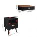 Conjunto Mesa Cabeceira 1 Gaveta Organizadora Pés Retrô Penteadeira Suspensa Puxador Concha Kit Decorativo Quarto - Preto/Freijó - RPM Móveis